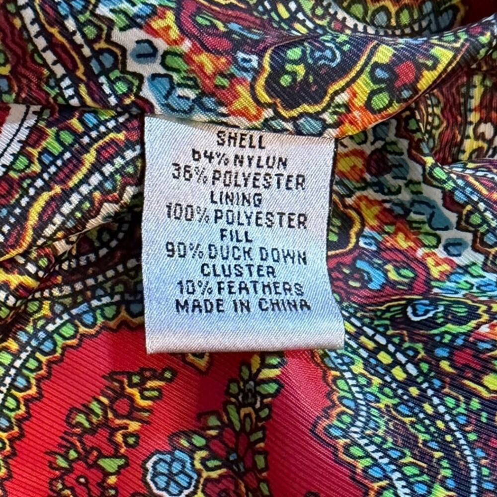 Talbots Petites Women's Quilted Down Puffer Vest XL Red Paisley Lining - Picture 7 of 9